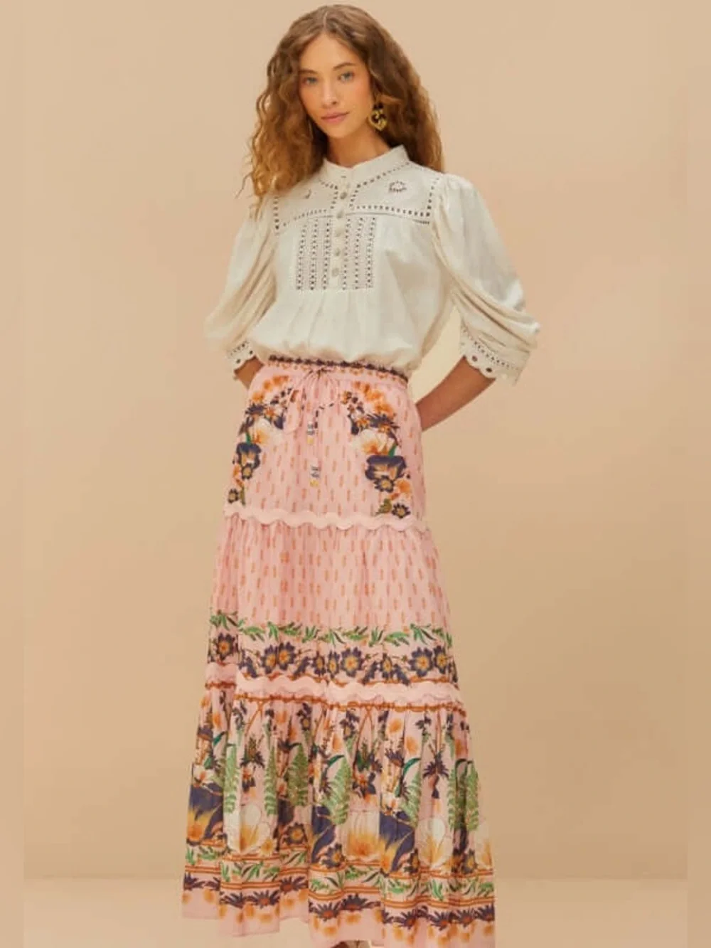 FARM Rio Pink Dream Garden Maxi Skirt Medium